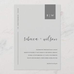 MINIMAL MODERNE, LEICHTE GRAUTYPOGRAFISCHE BREITE EINLADUNG