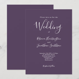 Minimal moderne Lila Hochzeit Einladung