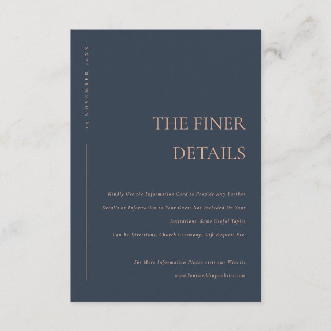 Minimal moderne Marinerosttypografie - Hochzeitsde Begleitkarte (Vorderseite)