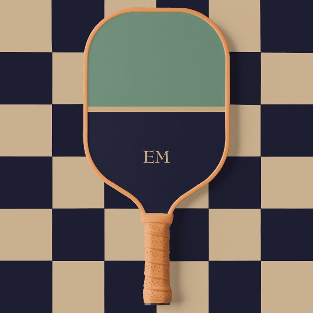 Minimal moderne Mit Monogramm Blue & Green Initial Pickleball Schläger (Von Creator hochgeladen)