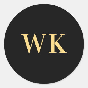 Minimal moderne Monogram-Initials Schwarzes Gold Runder Aufkleber