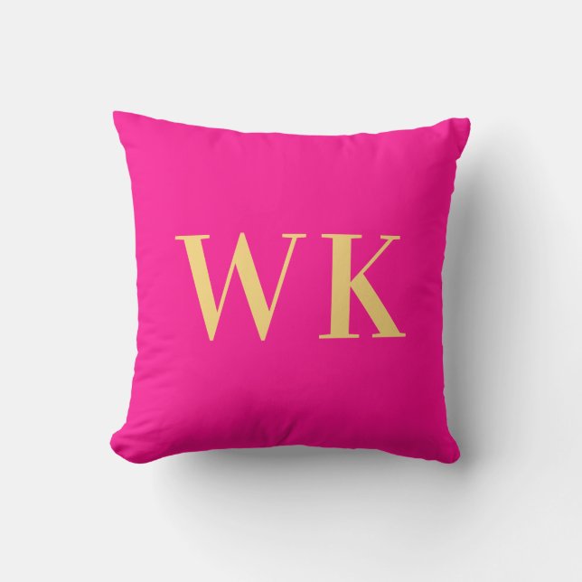 Minimal moderne Monogramm-Initialen heiß rosa Kissen (Vorderseite)