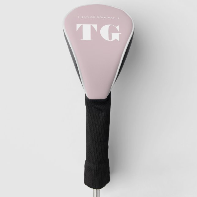 Minimal moderne Monogramm Rosa Rosa Namenssteine Golf Headcover (Vorderseite)