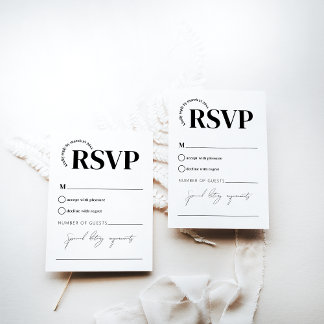 Minimal moderne Monohrom Einfache Hochzeit RSVP Karte