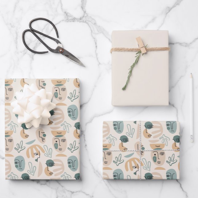 Minimal moderne Papiertücher Geschenkpapier Set (Vorderseite)