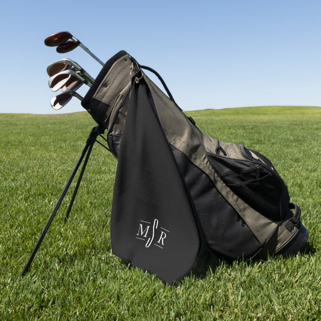 Minimal moderne Personalisierte Monogramm Schwarz Golfhandtuch (Gras)