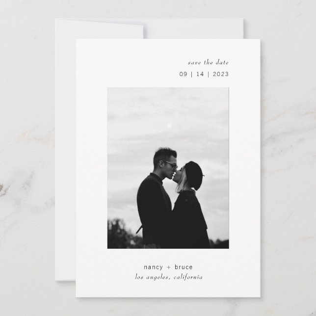 Minimal moderne QR-Foto Hochzeit Save The Date (Vorderseite)