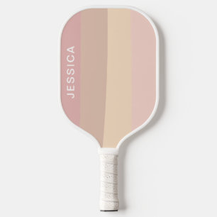 Minimal moderne rosa neutrale Pastellstreifen Pickleball Schläger
