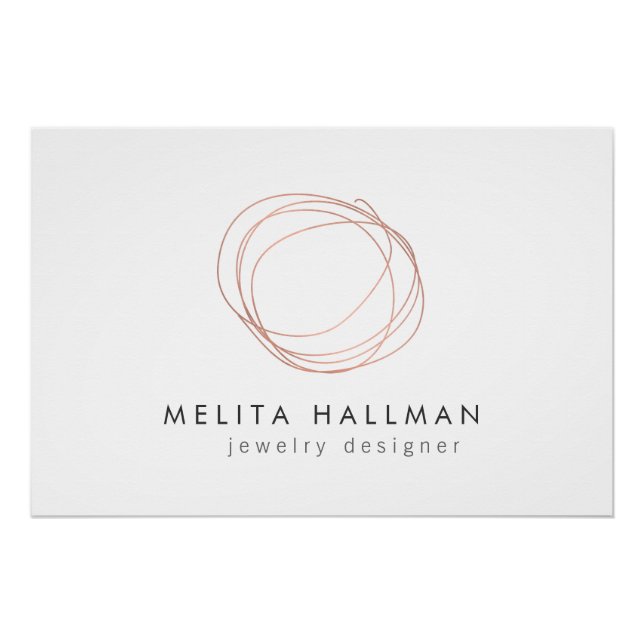 Minimal Moderne Rose Gold Scribble Logo Download Poster (Vorderseite)