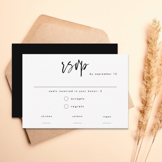 Minimal moderne Schwarze Schrift Wahl Hochzeit RSVP Karte (Von Creator hochgeladen)
