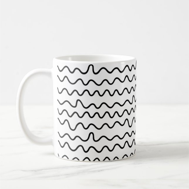 Minimal moderne schwindelförmige Linien schwarz un Kaffeetasse (Links)