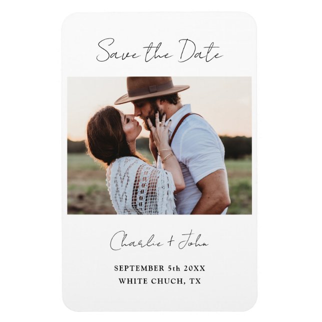 Minimal moderne SkriptWedding Save the Date Magnet (Vertikal)