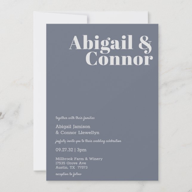 Minimal moderne Soft Gray Blue Lavender Typografie Einladung (Vorderseite)