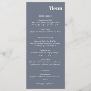 Minimal moderne Soft Gray Blue Lavender Typografie Menükarte