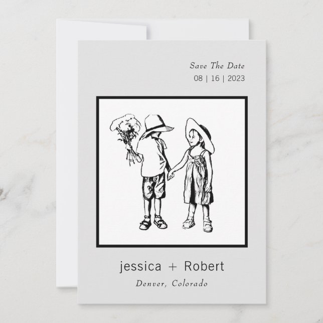 Minimal moderne, süße Hochzeit Save The Date (Vorderseite)