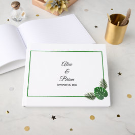 Minimal moderne tropische Vegetation Hochzeit Gästebuch