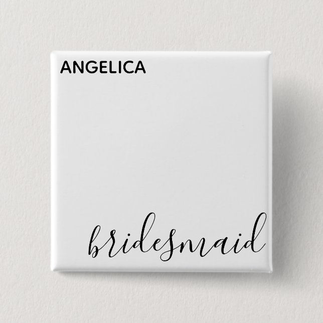Minimal moderne Typografie Hochzeit Bridesmaid Ges Button (Vorderseite)
