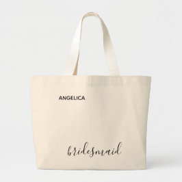Minimal moderne Typografie Hochzeit Bridesmaid Ges Jumbo Stoffbeutel