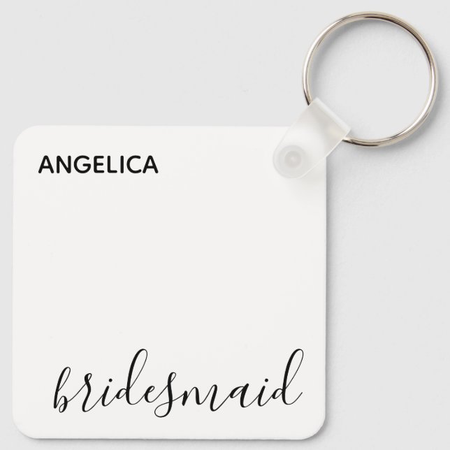 Minimal moderne Typografie Hochzeit Bridesmaid Ges Schlüsselanhänger (Rückseite)