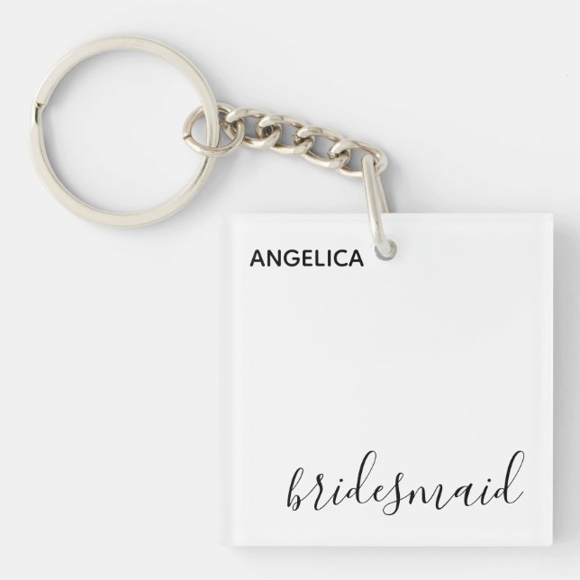 Minimal moderne Typografie Hochzeit Bridesmaid Ges Schlüsselanhänger (Vorderseite)