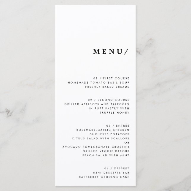 Minimal moderne Typografie Wedding Monogram Classi Menükarte (Vorderseite)