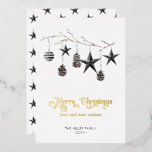 Minimal moderne Weihnachtsschmuck Weihnachtskarte Folien Feiertagskarte