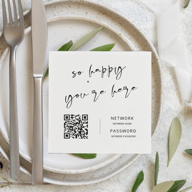 Minimal moderne WiFi-Kennwörter Hochzeit signieren Serviette (Von Creator hochgeladen)