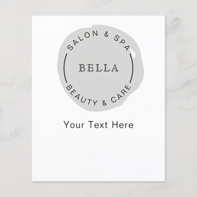Minimal Moderner Grausalon Wellness-Center Coupons Flyer (Vorne)