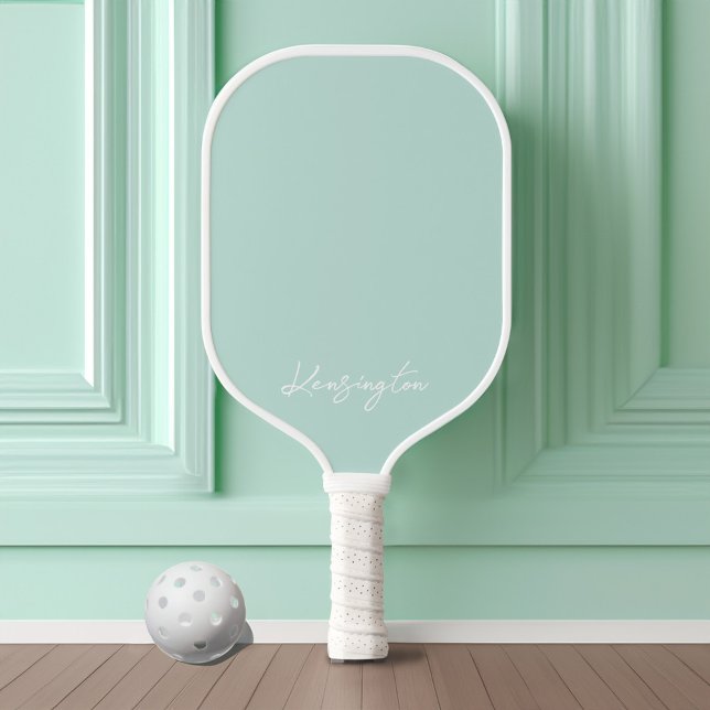 Minimal moderner Mint Stilvoller Script-Individuel Pickleball Schläger (Minimal Modern Mint Stylish Script Custom Name Pickleball Paddle)