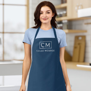 Minimal moderner Monogram Name Classic Blue Schürze