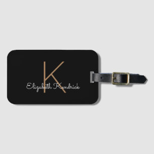 Minimal moderner Monogramm Schwarz Gepäckanhänger