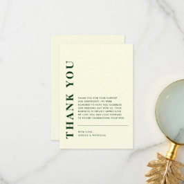 Minimal moderner QR-Code Elfenbein & Grüne Hochzei Dankeskarte