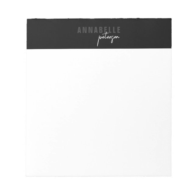 Minimal Modernes Beruflich Schwarzes Einfach Notizblock (Vorderseite)