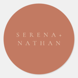 Minimal Modernes Chic Blush & Rust Sunset Wedding Runder Aufkleber