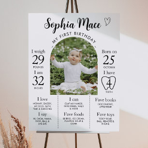 Minimal Modernes Foto 1. Geburtstag Meilenstein Ze Poster