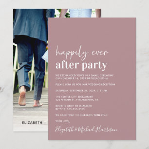 Minimal Modernes Foto Dusty Rose Hochzeitsempfang Ankündigung