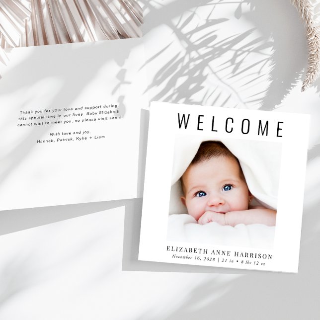 Minimal Modernes Foto Geburt Ankündigung (Von Creator hochgeladen)