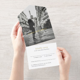 Minimal Modernes Foto Hochzeit All-in-One-Einladung