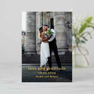 Minimal Modernes Foto Hochzeit Danke-Card Folieneinladung