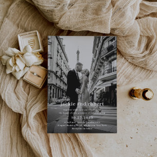 Minimal Modernes Foto Hochzeit Einladung
