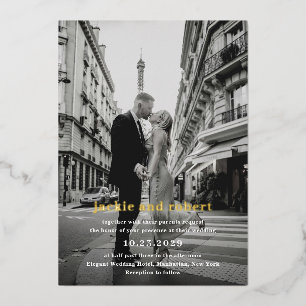 Minimal Modernes Foto Hochzeit Folieneinladung