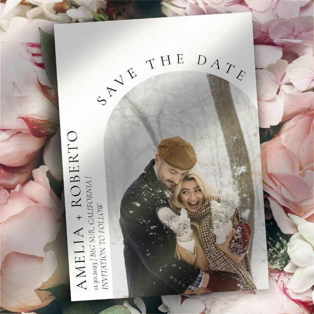 Minimal Modernes Foto Hochzeit Save the Date Einladung (Von Creator hochgeladen)