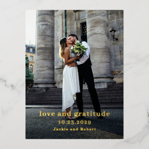 Minimal Modernes Foto Hochzeit Vielen Dank Folie Einladungspostkarte