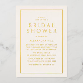 Minimal Modernes Gold Brautparty Golden Folieneinladung