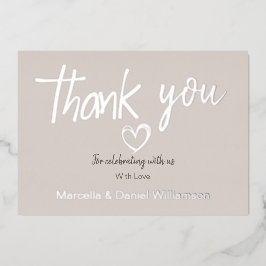 Minimal Modernes Herz und Skript Hochzeit Folieneinladung