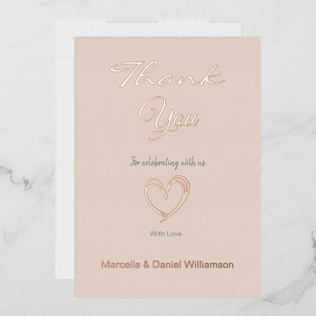 Minimal Modernes Herz und Skript Vielen Dank Folieneinladung (Briefumschlag)