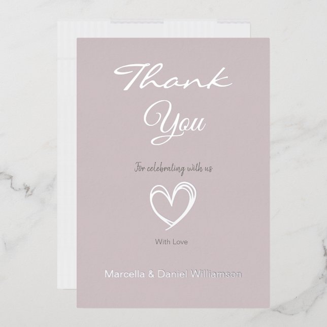 Minimal Modernes Herz und Skript Vielen Dank Folieneinladung (Briefumschlag)