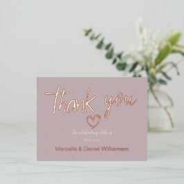 Minimal Modernes Herz und Skript Vielen Dank für I Folie Einladungspostkarte