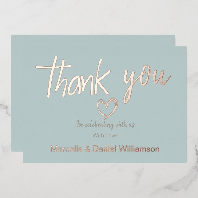 Minimal Modernes Herz und Skript Vielen Dank für I Folieneinladung (Vorderseite/Rückseite)