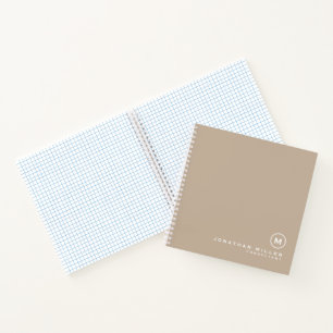 Minimal Modernes Monogram Beige Graph Notebook Notizbuch